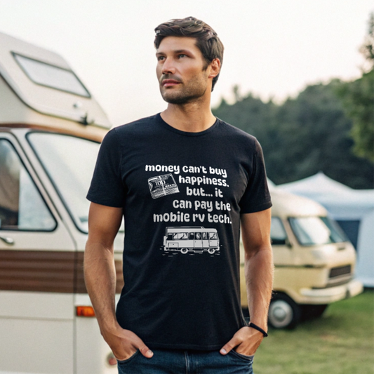RV Tech Humor | RV Lifestyle Tee | Camping Season Humor | Custom Design | Short Sleeve T-shirt